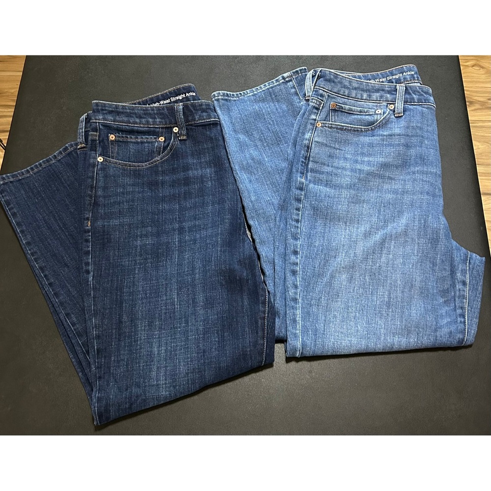 Talbots Straight Ankle Jeans Women 14 Blue Bundle/2 Flawless High-Waist Denim